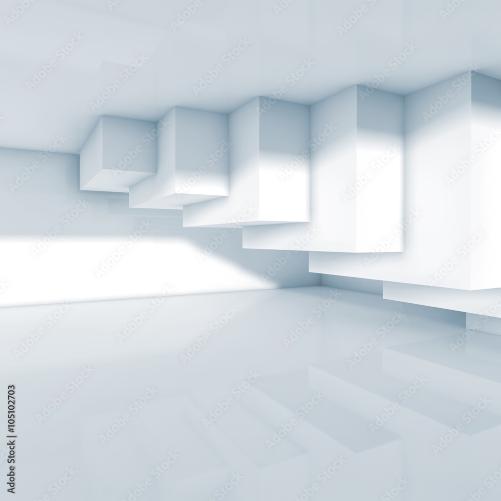 Abstract room interior design with cubes 3d Abstract room interior design with cubes 3d