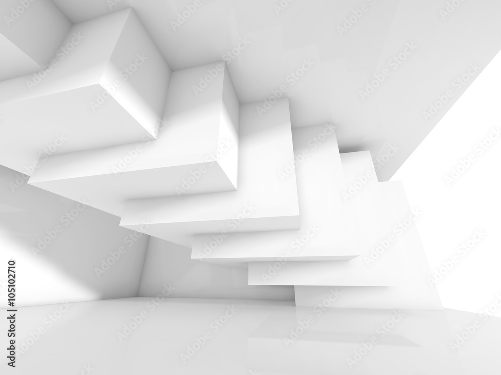 Abstract white interior intersected cubes 3d Abstract white interior intersected cubes 3d