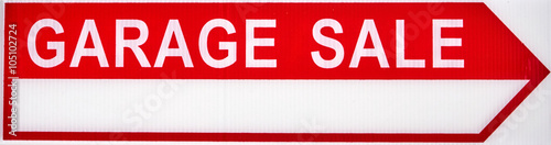 Garage sale sign arrow sign.