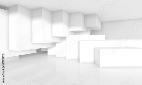 3d abstract empty interior design with cubes
