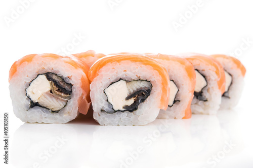 rolls with tuna, eel and salmon