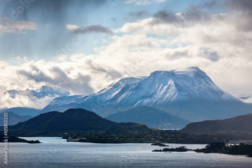 View of the fjords and mountains in Norway