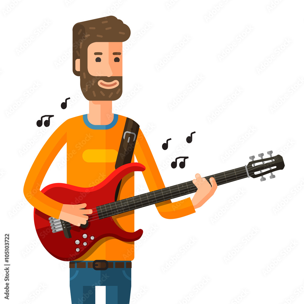 guitarist plays on the electric guitar. vector illustration guitarist plays on the electric guitar. vector illustration
