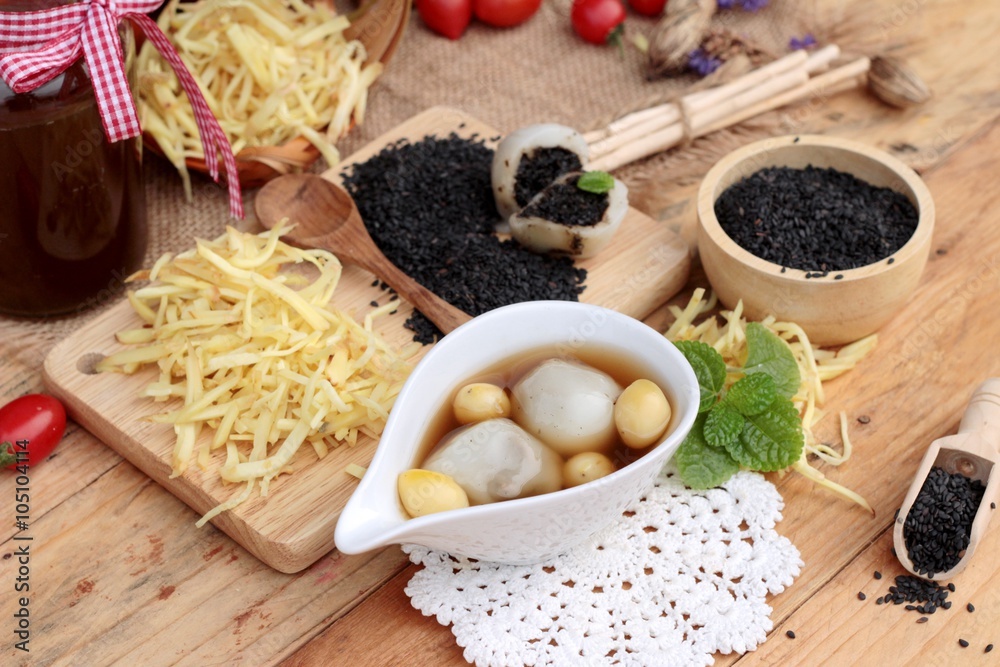 Chinese dessert ,glutinous rice balls in ginger soup. Chinese dessert ,glutinous rice balls in ginger soup.