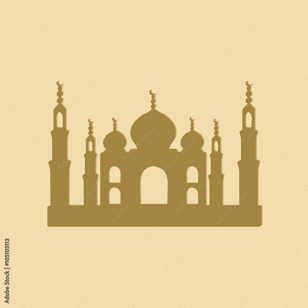 Taj Mahal silhouette temple icons