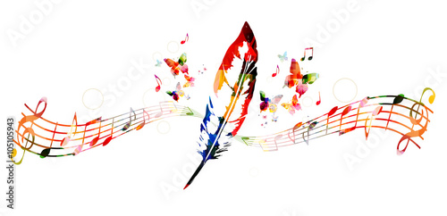 Creative feather with butterflies