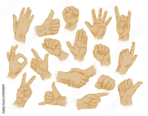 hand gestures. set of vector symbols and icons