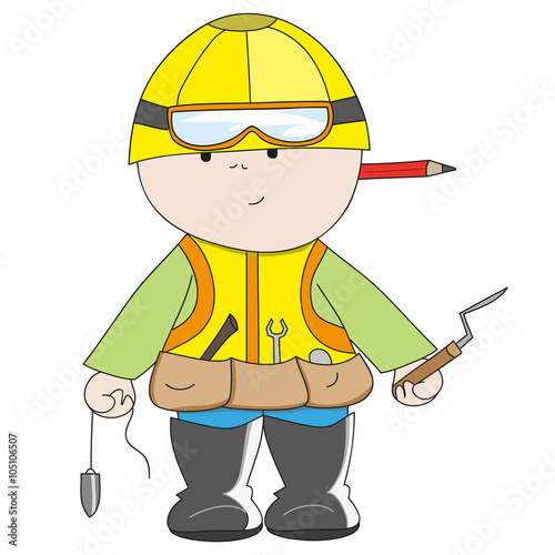 Hand-drawn figure builder with working tools