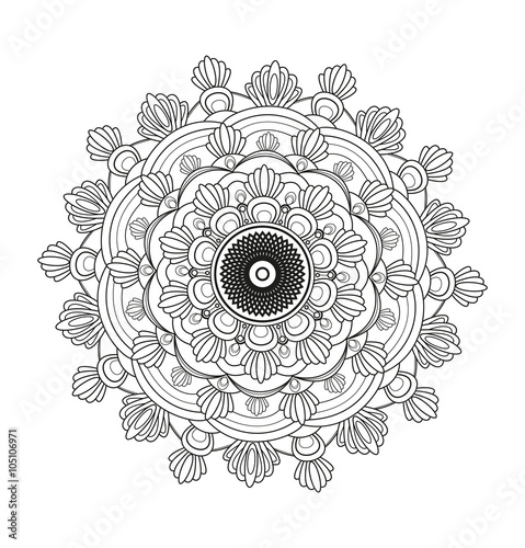 Black and white mandala vector isolated on white, mandala bianco e nero vettoriale da colorare isolato su sfondo bianco