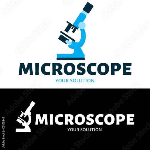 Vector logo microscope. Brand logo in the form of a microscope
