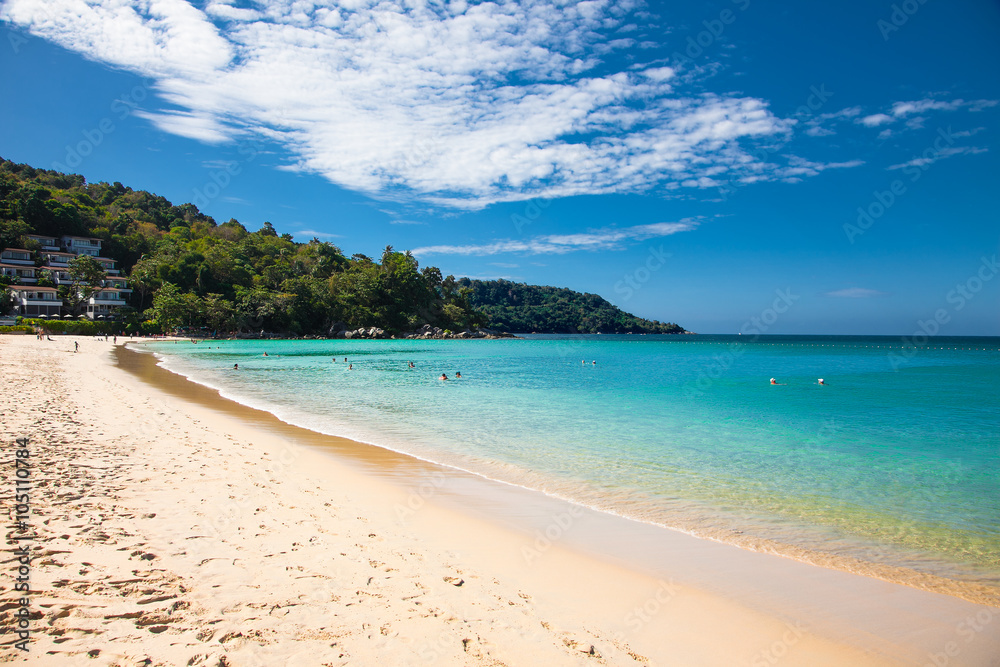 Kata beach during a sunny day in Phuket, Thailand.