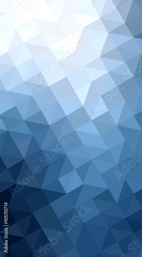 Blue polygonal design illustration, which consist of triangles and gradient in origami style.