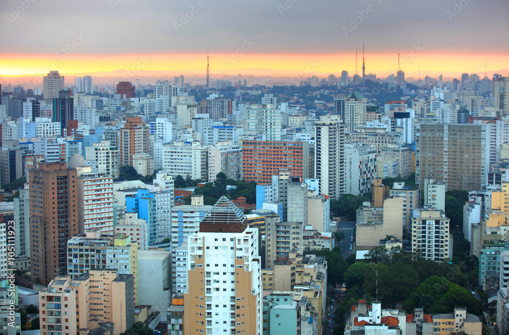 Downtown Sao Paulo under evening sun