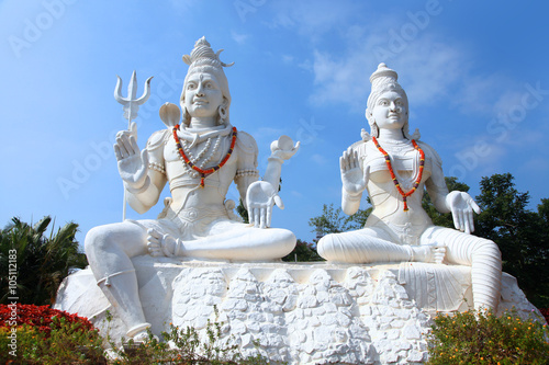 Shiva Parvati statues on Kailasagiri hill in Andhra Pradesh state India