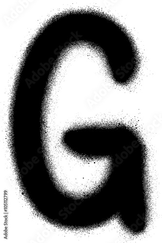 sprayed G font graffiti in black over white