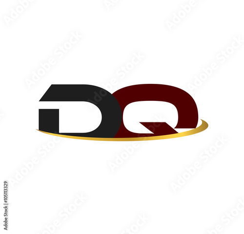 Free Download DQ alphabet in grey and red with golden curve - GFXLoad