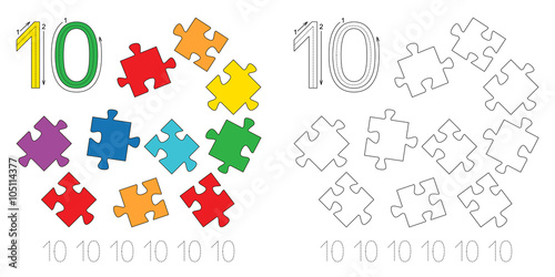 Tracing worksheet for figure Ten