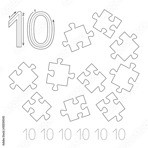 Tracing worksheet for figure Ten