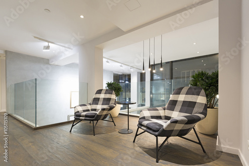 Luxury apartment interior, resting area