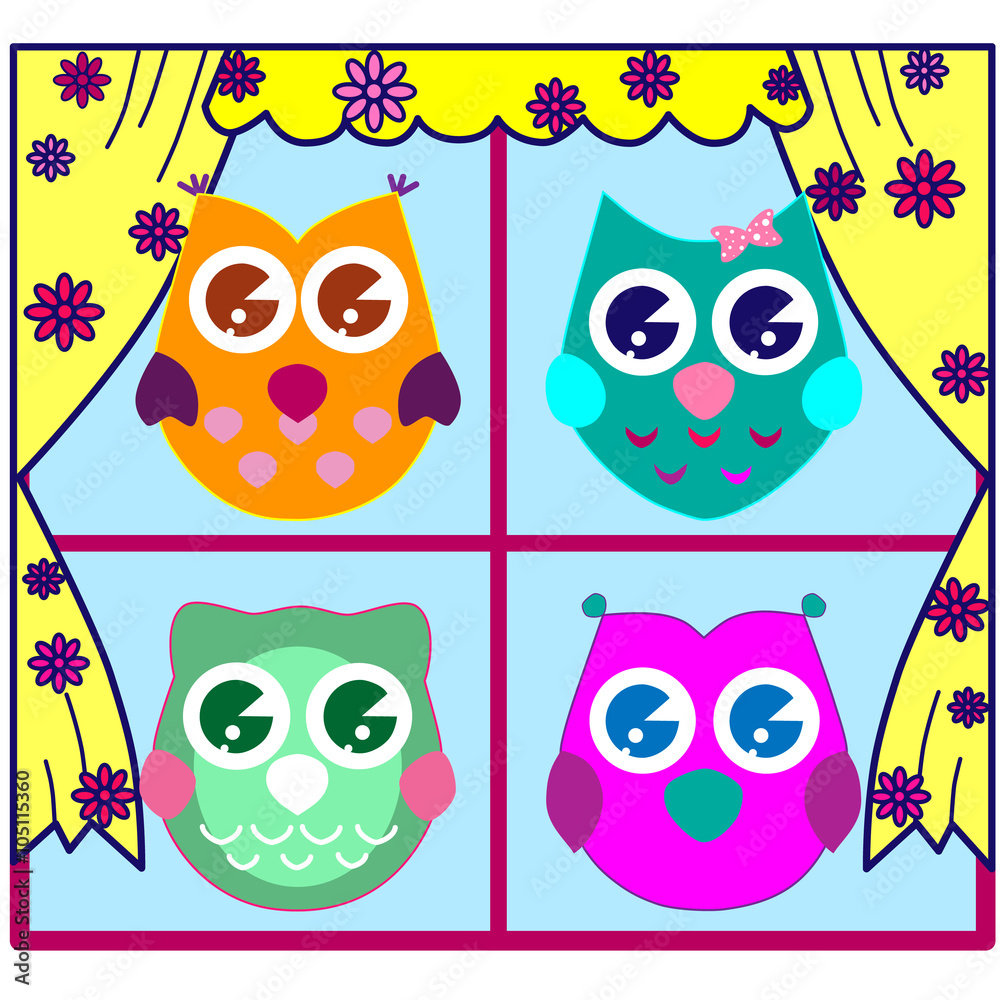 Fototapeta premium Cute Vector Owls