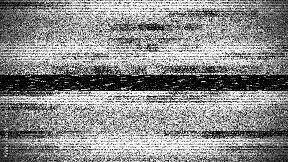 Loopable video 4096x2304 4K - Static noise on TV screen, white noise, black and white
