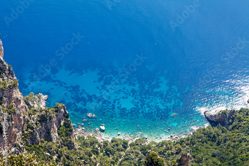Looking Down Cliff onto Mediterranean Sea