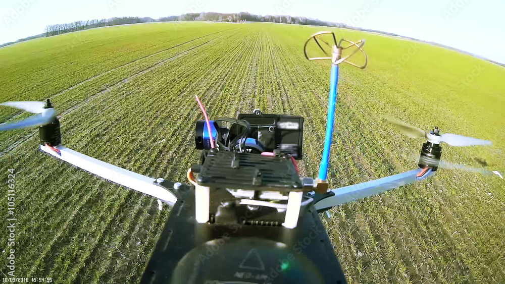
Fast flight of drone at low height. Aerial  POV
