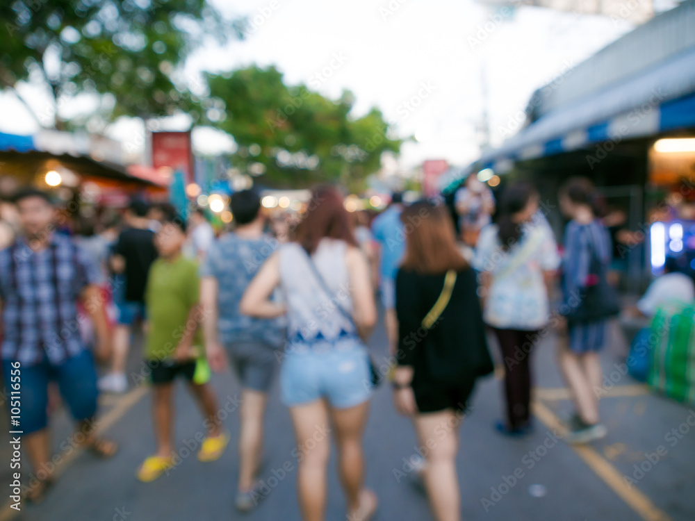 Blurred image of  people shopping at Chatuchak market