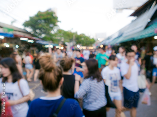 Blurred image of people shopping at Chatuchak market