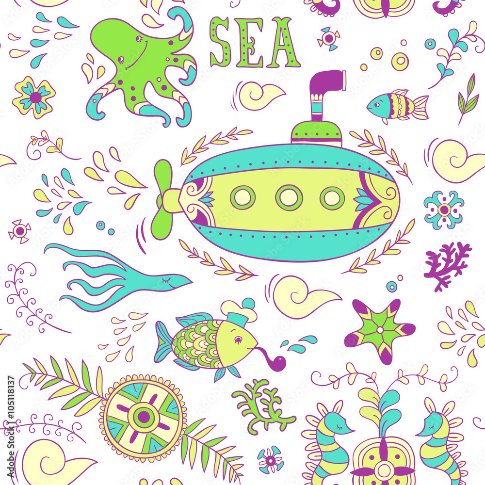 Sea adventure. seamless pattern Sea adventure. seamless pattern