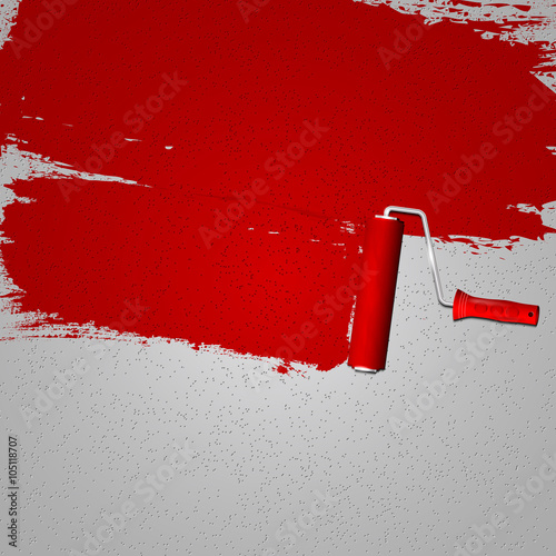 Paint roller - painting the walls red