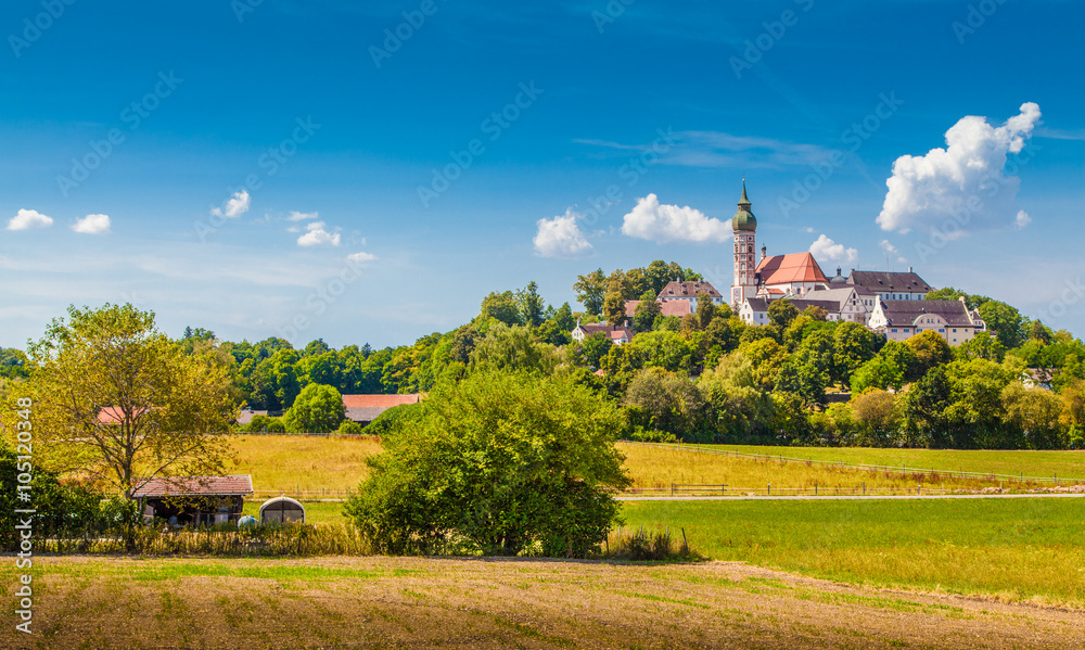 Andechs Abbey in summer, district of Starnberg, Upper Bavaria, Germany