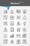 Simple black line Business icons symbol sign collection