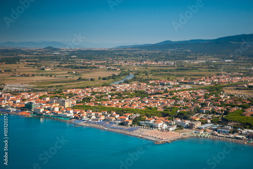 Aerial view of Etruscan Coast, Italy, Tuscany, Cecina