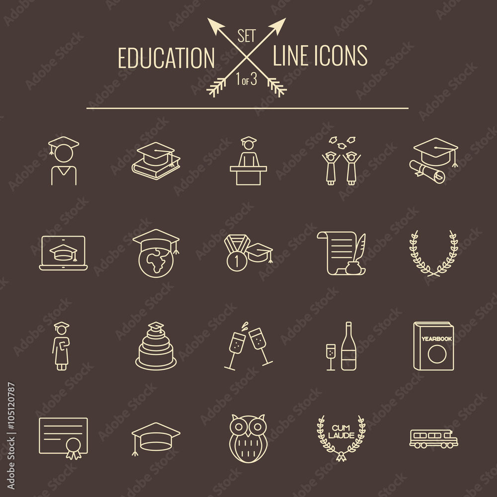 Education icon set.