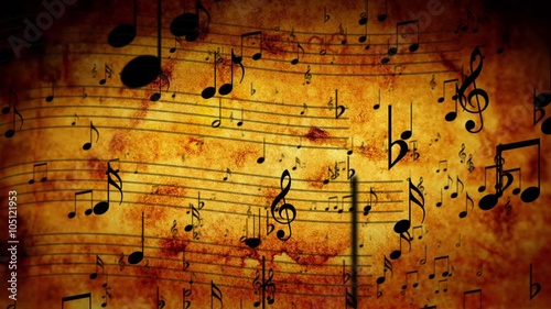 Wallpaper Mural Animated background with musical notes, Music notes flowing, flying stream Torontodigital.ca