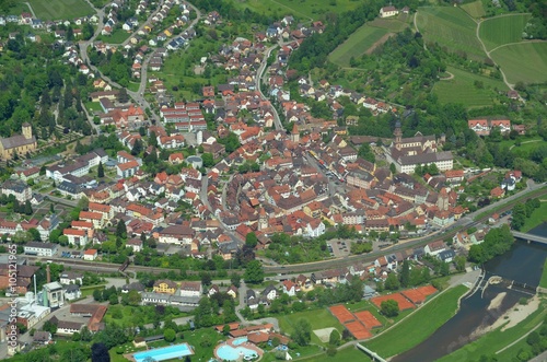 aerial view of the historic town of Gengenbach in the Kinzigtal, Ortenau Baden of Germany