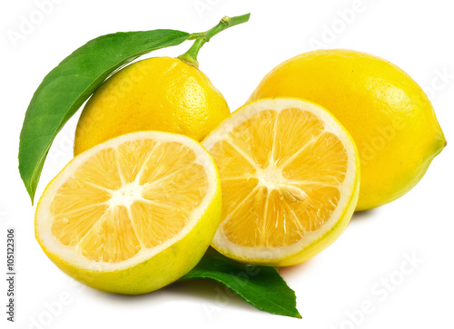 Two Lemons one sliced in half