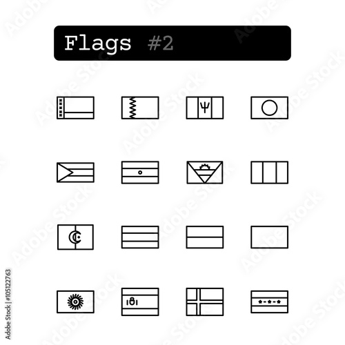 Set line thin icons. Vector. Country flags