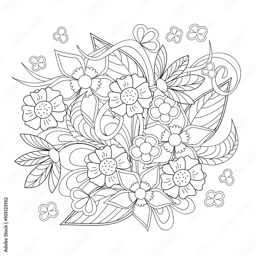 Fototapeta premium image with doodle flowers
