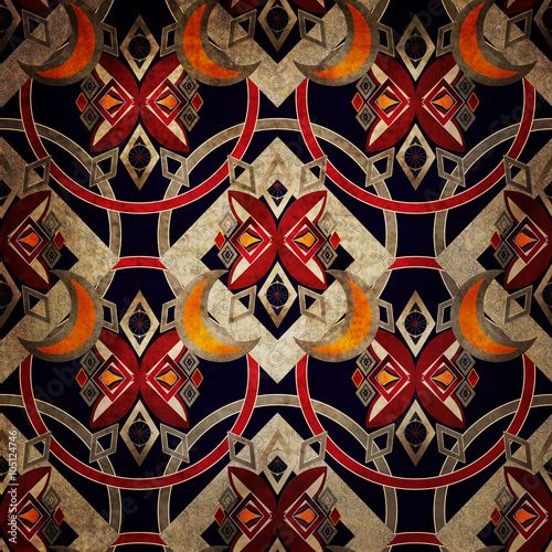 Seamless arabic grunge ornamental pattern background