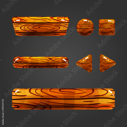 Set of wooden button for game design-5