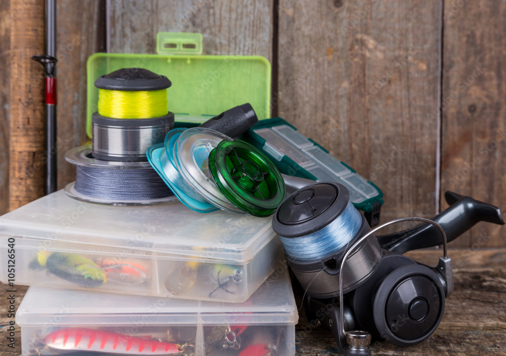 fishing tackles, lures and baits in boxes fishing tackles, lures and baits in boxes