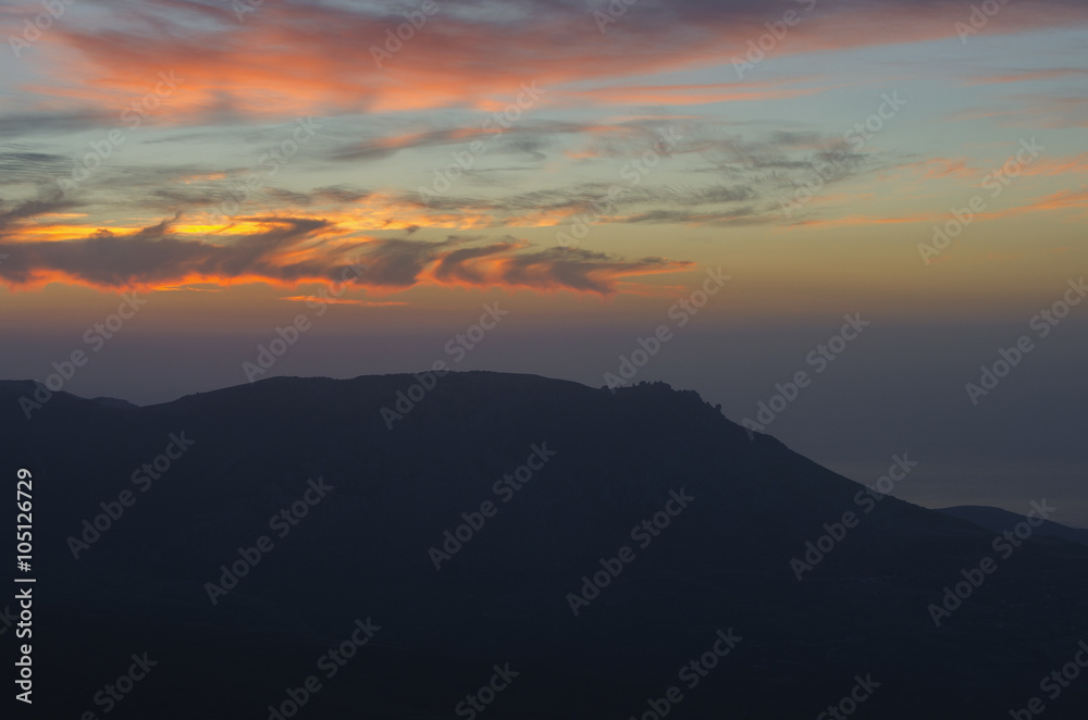 Sunrise with a view on Demerdji mountain, Crimea Sunrise with a view on Demerdji mountain, Crimea