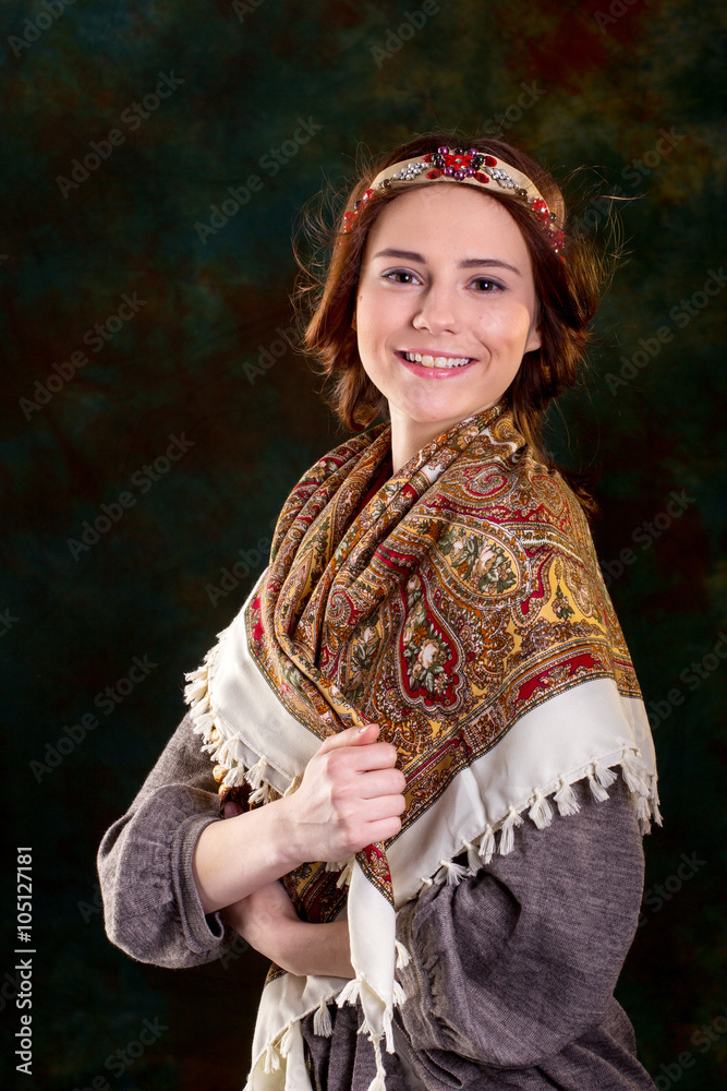 Pretty girl in Russian national dress
