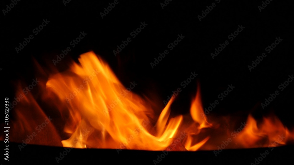 Campfire flames on a black background, Close up in 4K Ultra HD Campfire flames on a black background, Close up in 4K Ultra HD