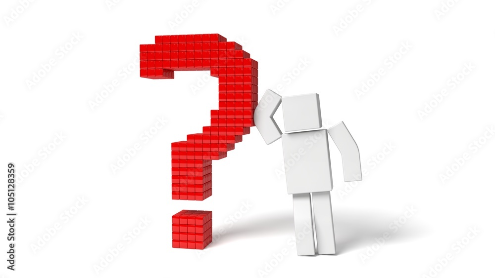 simple 3d cubic character and question mark simple 3d cubic character and question mark