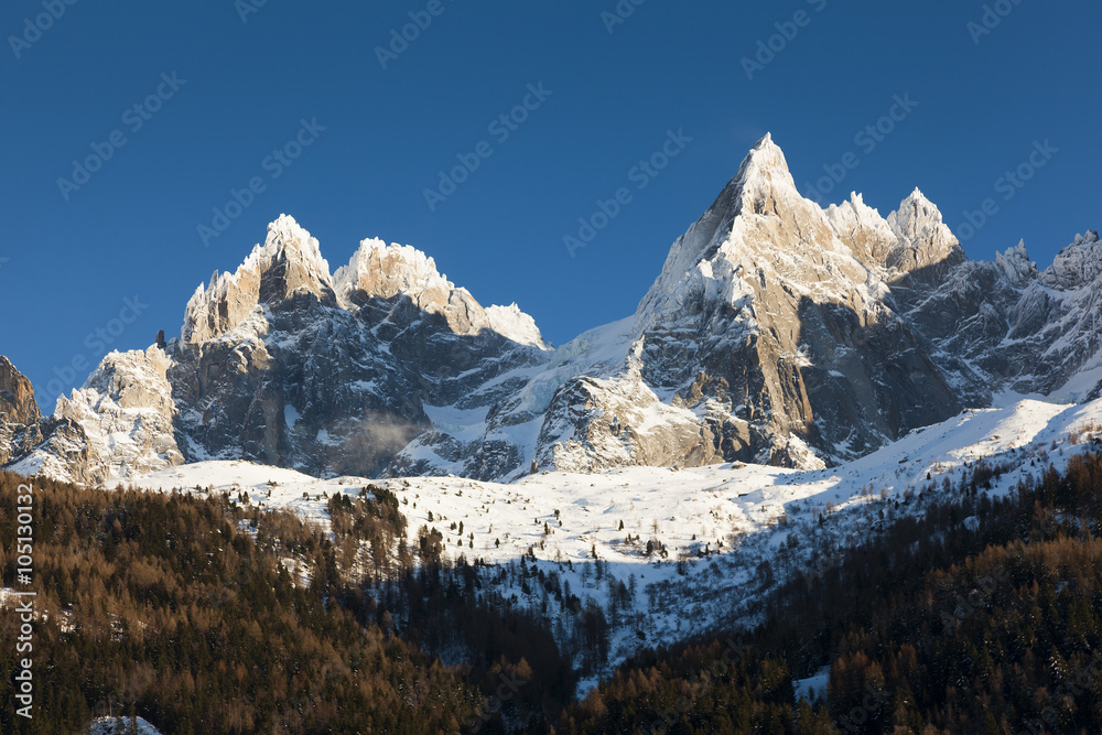 Aiguilles du Alpes from the Mer de Glace, Chamonix,  Savoie, Rh