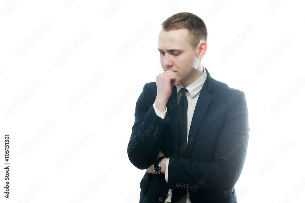 business and office, people concept - pensive young buisnessman business and office, people concept - pensive young buisnessman