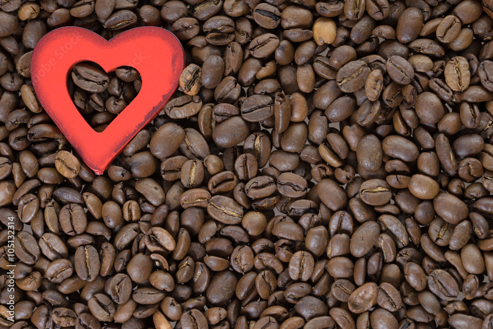 Coffee beans / Coffee beans and a little red heart